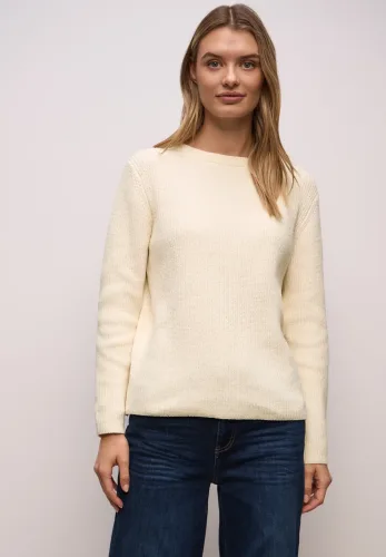 STREET ONE Strickpullover Chenille Pullover mit U-Boot-Auschnitt