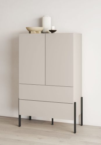 HOME AFFAIRE, Home affaire Wäscheschrank »Jukon, moderner griffloser Kleiderschrank, Metallfüsse, Made in Europe«, (90x150x50, ideal für kleine Räume oder Nischen), Mehrzweckschrank,2 Schubladen, 2 Türen, FSC-zertifiziert