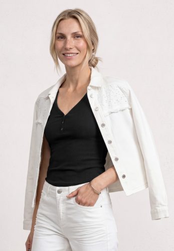 STREET ONE Ripptanktop Sommertop mit V-Neck