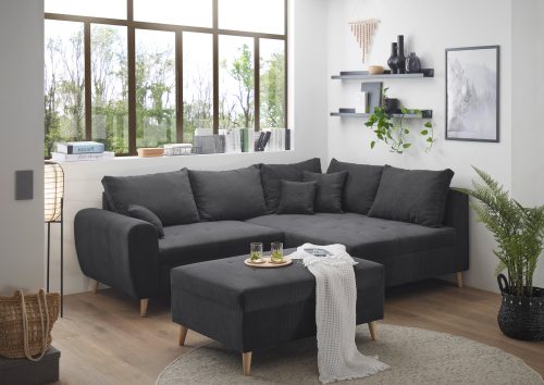 ED EXCITING DESIGN Ecksofa »Calanda«, mit Hocker, frei im Raum stellbar, Rücken- und Zierkissen