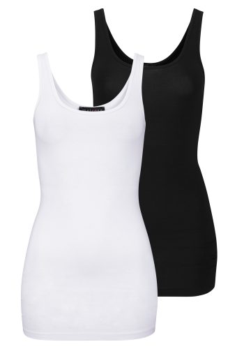 MELROSE, Melrose Longtop, (Packung, 2 tlg.), mit dezentem Glitzer-Logo am Rücken