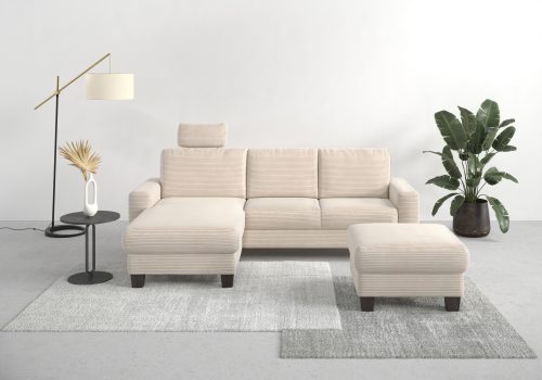 home affaire, Home affaire Ecksofa "Summer L-Form" mit Recamiere, mit oder ohne Bettfunktion und Bettkasten, Cord-Bezug