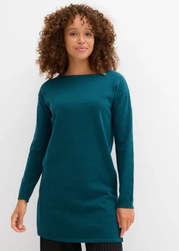 bonprix, bonprix Longpullover mit recycelter Baumwollegrün 44Damen