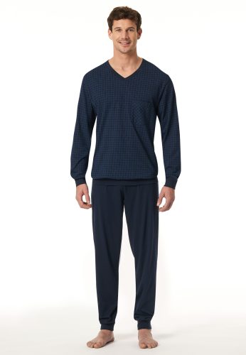 Schiesser, Schiesser Schlafanzug mit Bündchen Dunkelblau - Comfort Essentials für Herren, Größe 4XL, 100 % Baumwolle