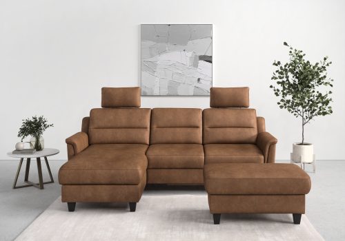 sit&more Ecksofa »Farö«, inklusive Federkern, mit wengefarbenen Füssen, wahlweise mit Bettfunktion und Bettkasten