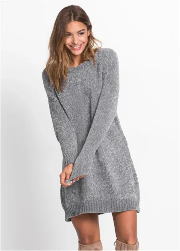 bonprix, bonprix Oversize-Kleid in Strickgrau 48Damen
