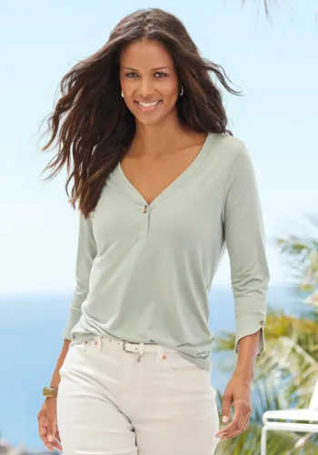 Lascana, LASCANA Blusenshirt "mit Knopfdetails" aus pflegeleichter Jersey- Qualität mit Viskose, sommerlich leicht