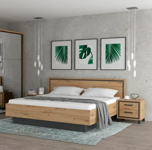 CONFORAMA, Bett TRONDHEIM 160x200cm spanplatte artisan eiche