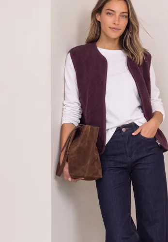 Street One, Teddy-Weste mit Zipper und Corddetails