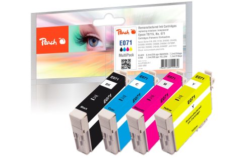 Peach, Peach E715 4 Druckerpatronen XL (bk, c/m/y) ersetzt Epson T0715, C13T07154010 für z.B. Epson Stylus DX 7400, Epson Stylus SX 210, Epson Stylus D 120