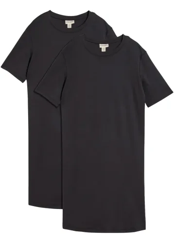 bonprix, bonprix Shirtkleid (2er-Pack)schwarz 48Damen