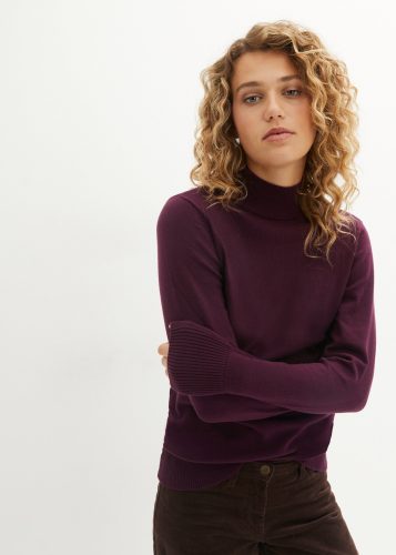 bonprix Strickpullover aus Strickmaterial, atmungsaktiv, pflegeleicht, mit Stehkragen