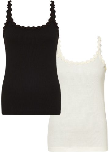 bonprix Shirttop Packung, 2 modischer Stil, Slim fit Passform, ohne Ärmel, mit Spitzenborte
