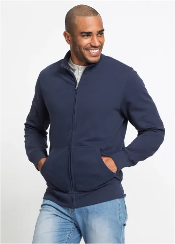 bonprix, bonprix Sweatjacke mit Stehkragenblau 56Herren