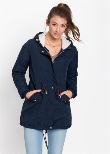 bonprix Parka mit Kapuze modischer Stil, mit Teddy-Fleece, mit Kapuze, lockere Passform