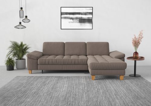 sit&more Ecksofa, mit Recamiere, mit oder ohne Bettfunktion, Bettkasten, Füsse Eiche