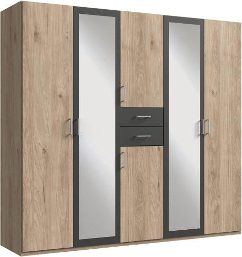 Wimex, Wimex Kleiderschrank »Diver Drehtürenschrank mit Spiegel, 180, 225 o. 270cm breit«, Bestseller Schlafzimmerschrank wahlweise 3 Innenausstattungen