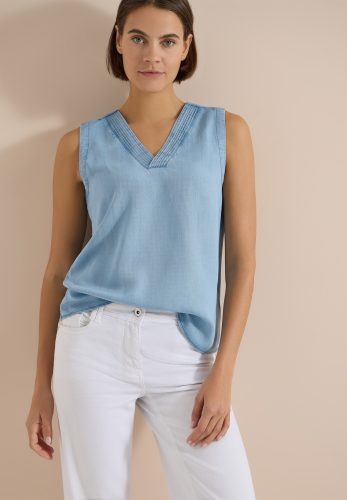 Cecil Blusentop Blusentop - Sommershirt im Denim-Look mit V-Neck