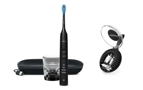 Philips Sonicare, Philips Sonicare Elektrische Zahnbürste "DiamondClean 9000 HX9911" 1 Stk. Aufsteckbürsten mit Schalltechnologie, Ladeglass, USB-Reiseetui