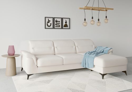 SIT&MORE, sit&more Ecksofa »Sinatra«, mit Recamiere, optional mit Kopfteilverstellung und Armteilfunktion oder mit Kopfteilverstellung, Armteilfunktion, Bettfunktion und Bettkasten, mattschwarze Metallfüsse