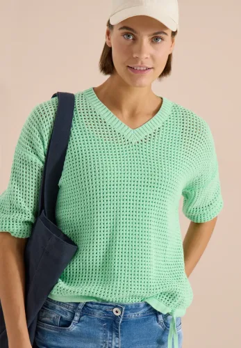 cecil, Kurzarm Pullover im Crochet