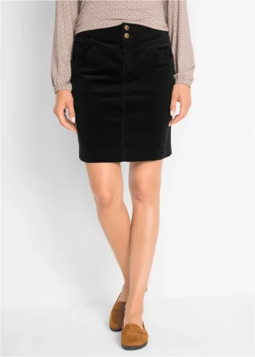bonprix, bonprix Stretch-Cordrockschwarz 48Damen