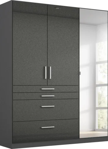 CONFORAMA, Drehtürenschrank HOMBURG anthrazit 3 Türen 4 Schubladen