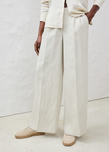 bonprix Bundfaltenhose aus Leinen, strapazierfähiges Material, Loose Fit, mit Knittereffekt