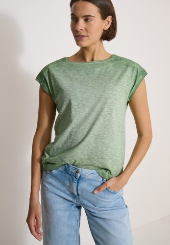Cecil T-Shirt U-Boot-Ausschnitt, Garment-Dye Optik
