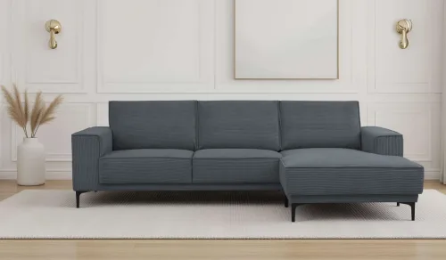 Goodproduct, GOODproduct Ecksofa "Polsterecke Oland, Struktur, Flachgewebe, Luxus-Microfaser, Boucle" L-Form, 280 cm, Wellenunterfederung, Skandi-Design, Metallfüsse