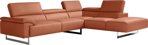 Egoitaliano Ecksofa »Malika«, mit Ottomane, inkl. Kopfteilverstellung und chromfarbenen Metallfüssen