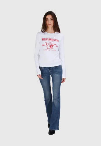 True Religion, True Religion Bootcut-Jeans "BECCA MR BOOTCUT FLAP" Baumwollmischung, bootcut fit