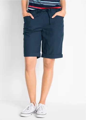 bonprix, bonprix Bermuda mit Leinenblau 40Damen