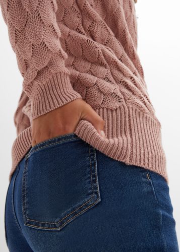 bonprix Strickpullover im tollen Ajour-Strick, Wickeloptik, bequeme Passform