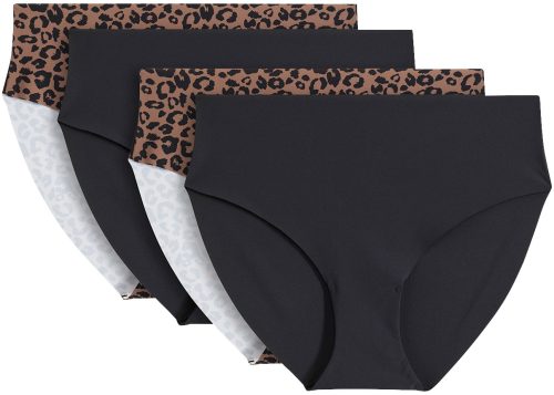 bonprix Panty Packung, 4er, Maxislip, mit trendigem Druck, aus elastischem Material