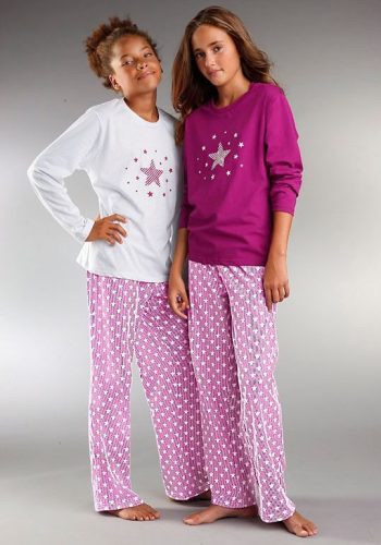 petite fleur Pyjama Set, 4 tlg. modischer Sternendruck auf den Shirts und Hosen