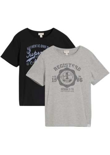 bonprix T-Shirt Packung, 2 regular fit, Kurzarm, coole Frontprints