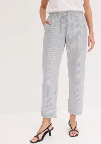 bonprix, bonprix Leinenhose mit Elastik-Bündchengrau 40Damen