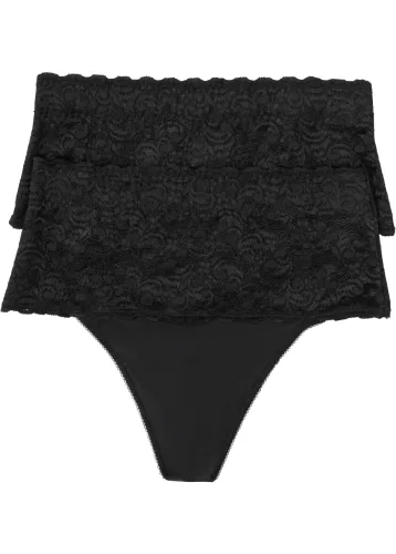 bonprix, bonprix Medium Shape String (2er Pack)schwarz 38Damen