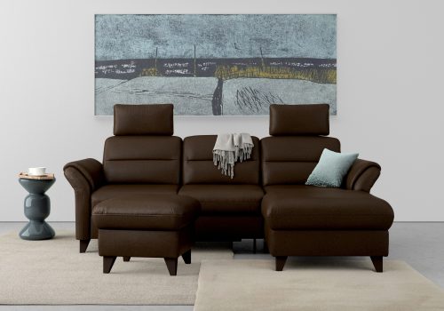 sit&more Ecksofa »Mellum«, inklusive Federkern, wahlweise mit Bettfunktion, Bettkasten und Armteilfunktion