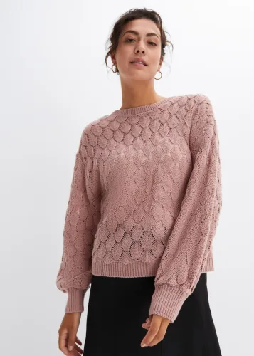 bonprix, bonprix Ajour-Pulloverrosa 32Damen