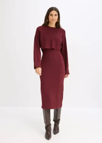 bonprix, bonprix Gestricktes Kleiderset (2-tlg. Set)rot 48Damen