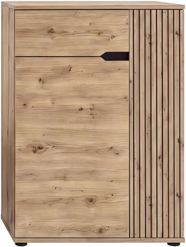 Goodproduct, GOODproduct Schuhkommode "FJELL, Breite 80cm, 2 Türen, 1 Schubkasten, 3 Einlegeböden, 5 Fächer" Garderobenschrank, Schuhschrank, Kommode, Sideboard, Anrichte