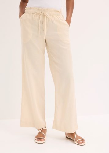 bonprix Palazzohose weite Passform, mit Gummibund, aus Viskose, Baumwolle und Leinen