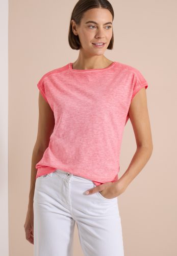Cecil T-Shirt U-Boot-Ausschnitt, Garment-Dye Optik