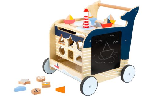 small foot®, small foot® Lauflernwagen WAL 7-teilig aus Holz in dunkelblau