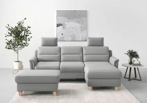 Sit & More, sit&more Ecksofa "Farö L-Form" inklusive Federkern, wahlweise mit Bettfunktion und Bettkasten