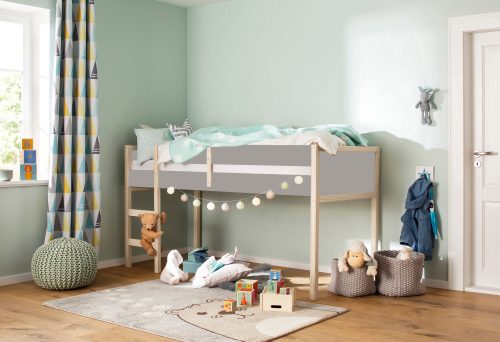 LÜTTENHÜTT, Lüttenhütt Hochbett »Janne«, aus schönem massivem Kiefernholz, Einzelbett, inklusive praktischer massiver Holzleiter, in verschiedenen Farbvarianten erhältlich, Liegefläche 90x200 cm