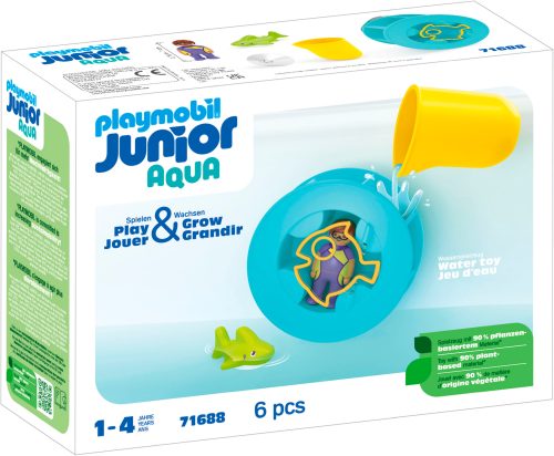 PLAYMOBIL, 71688 Junior Aqua: Wasserwirbelrad mit Babyhai, Konstruktionsspielzeug
