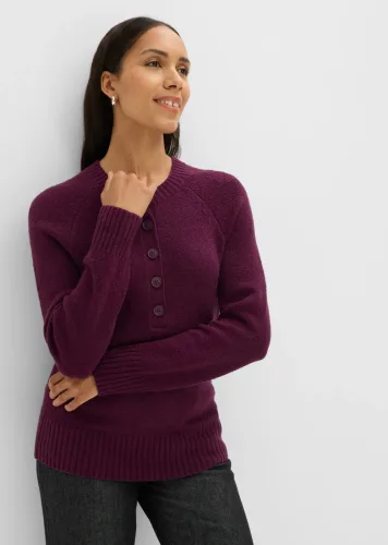 bonprix, bonprix Pullover aus Baumwoll-Mixlila 40Damen